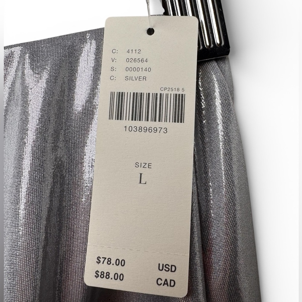 Anthro Maeve Silver Metallic Strapless Bubble Top NWT Size L Summer - Picture 4 of 11